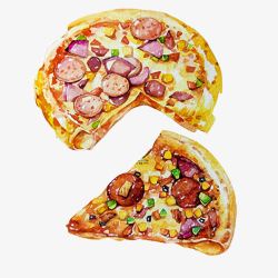 香菇披萨手绘画片素材