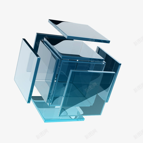 透明蓝色立方体png免抠素材_88icon https://88icon.com 3D 几何形状 动感立方体 抽象 水晶 电脑合成效果 立方体 透明蓝色立方体 长方形