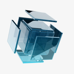 电脑素材透明蓝色立方体高清图片