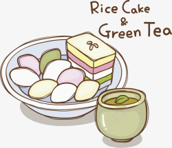 绿茶和米糕素材