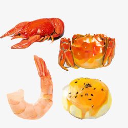 蟹黄包海鲜大餐手绘画片高清图片