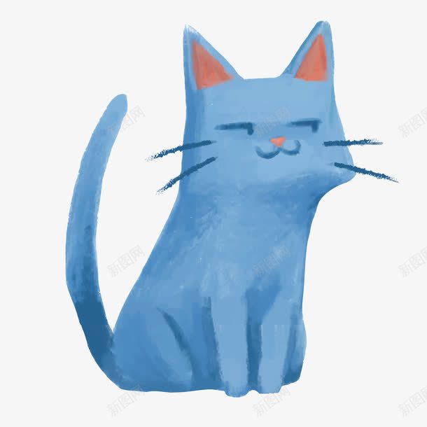 蓝色小猫png免抠素材_88icon https://88icon.com 喷绘 宣传单 水彩 海报 猥琐 矢量小猫 表情帝