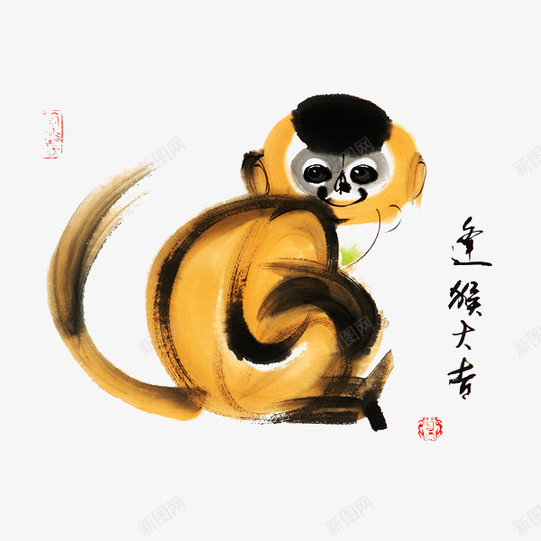 水墨国画一只棕色的可爱的猴子免png免抠素材_88icon https://88icon.com 动物 十二生肖 可爱 国画 插图 棕色 水墨 水墨国画一只棕色的可爱的猴子免抠免费下载 水墨猴子 猴子 猴年 设计