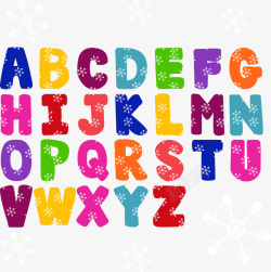 26个彩色雪花纹装饰字母矢量图素材