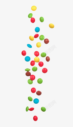 白砂糖掉落着的彩色糖果实物高清图片