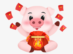 福猪闹春新年福猪卡通图高清图片