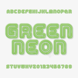 夜光灯字母绿色英文字母数字闪光灯牌矢量图高清图片