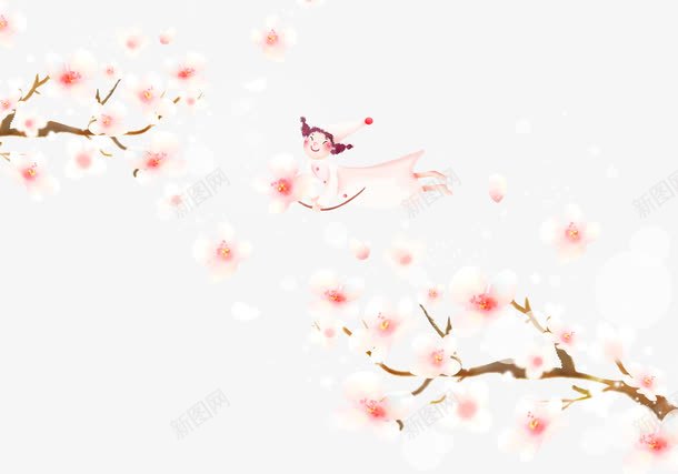 春日桃花节桃花源记小仙女png免抠素材_88icon https://88icon.com 仙女 春天 桃花源 粉红色 花枝 花瓣