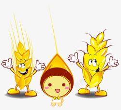 金黄麦穗背景卡通小麦麦穗高清图片
