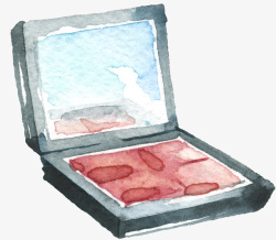 眼影盒水彩手绘粉饼盒高清图片