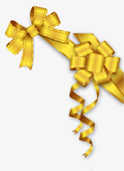 金黄色蝴蝶结装饰花矢量图素材