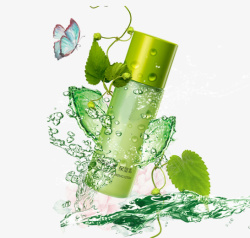 水花装饰素材绿色植物化妆品水花装饰高清图片