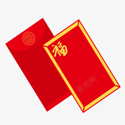 长方形福字新年红包素材