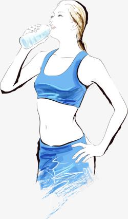 健身塑形海报喝水的美女高清图片