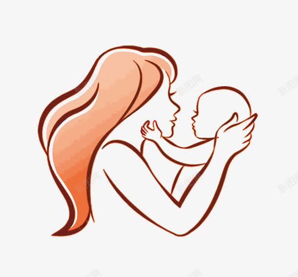 亲亲宝贝png免抠素材_88icon https://88icon.com 亲子 亲子时间 健康成长免抠 发型简笔画 妈妈 宝妈简笔画 宝宝线条 橙色头发免抠 母婴 母爱简笔画
