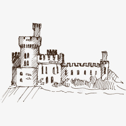 手绘素描欧式中世纪城堡建筑素材
