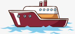 卡通游轮航行的轮船矢量图高清图片