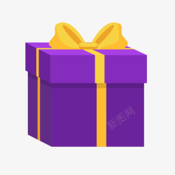 紫色礼盒紫黄色卡通包装礼盒高清图片