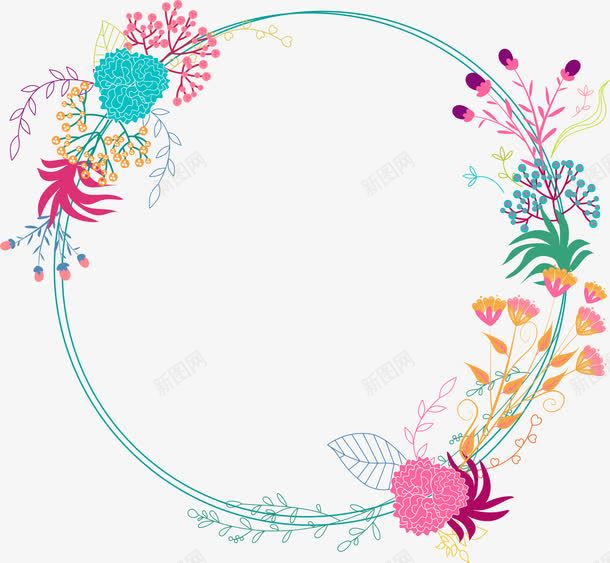 手绘小清新花朵花环装饰png免抠素材_88icon https://88icon.com 卡通 圆形 春天来了 树枝 植物 玫瑰 花 花朵 花环 花瓣