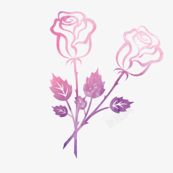 手绘紫色玫瑰界矢量图素材