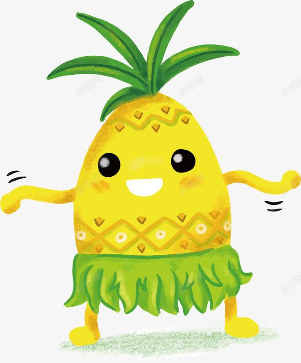 跳草裙舞的菠萝png免抠素材_88icon https://88icon.com 夏日水果 水果派对 矢量素材 草裙舞 菠萝