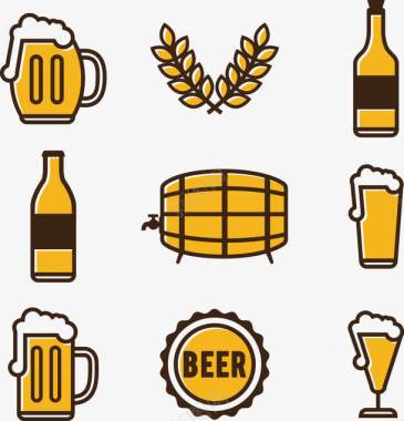 矢量啤酒花手绘卡通啤酒图标图标