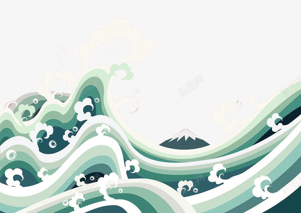 绿色简约海浪边框纹理png免抠素材_88icon https://88icon.com 免抠PNG 海浪 简约 绿色 边框纹理