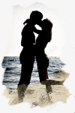 h5素材两个人相爱h5情侣海边亲吻高清图片