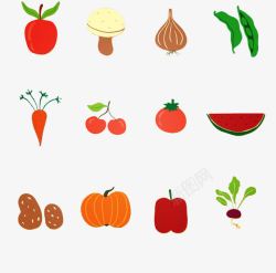 简单的卡通蔬菜集合素材