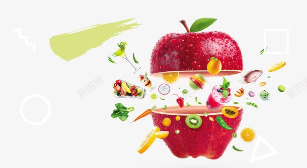 苹果小清新简约几何蓝色背景png免抠素材_88icon https://88icon.com 小清新 广告 文艺 水果 水果广告 水果海报 水果背景 水果节 背景 设计