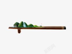 绿色山水筷子素材
