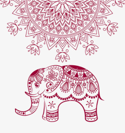 中古风花纹印度风抽象花纹跟大象高清图片