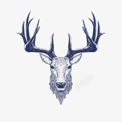卡通鹿头卡通手绘灰色的鹿头高清图片