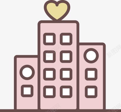 结婚粉色手绘大楼元素矢量图图标图标