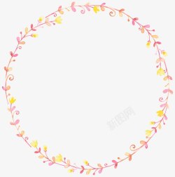 圆形粉色羽毛装饰花边边框素材