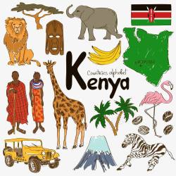卡通吉普车肯尼亚文化高清图片