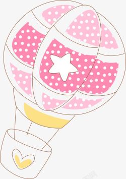 粉色手绘热气球素材