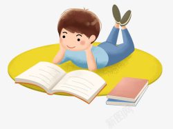 矢量男孩看书卡通可爱插图世界读书日看书的小高清图片