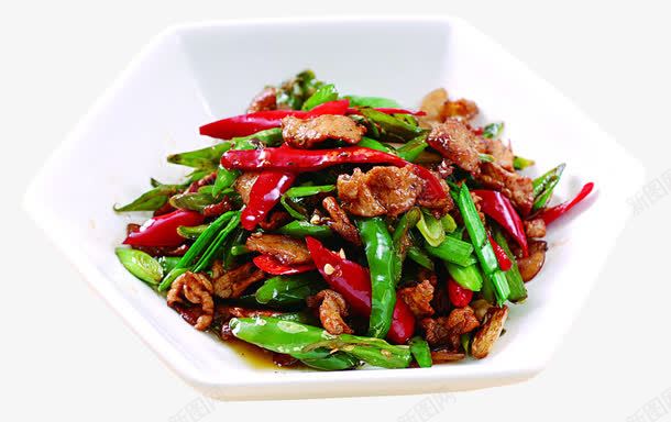 豆角炒肉png免抠素材_88icon https://88icon.com 盘装 红辣椒 美食 蔬菜 豆角