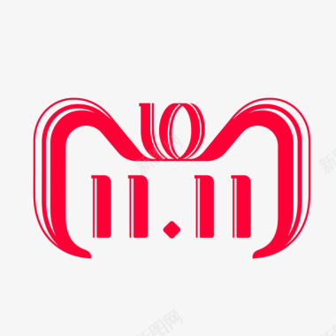 1111红色圆弧天猫双11电商logo图标图标
