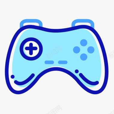 游戏蓝色圆角游戏机手柄元素矢量图图标图标