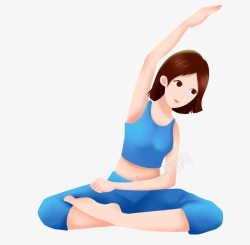 做蹲起运动手绘人物插图健身健康运动做瑜伽高清图片