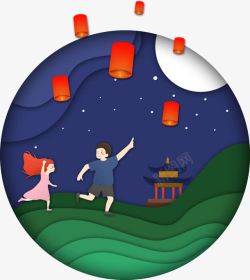 中秋节庆祝圆形装饰图案素材