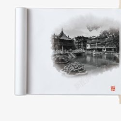 中国风山水房地产背景素材