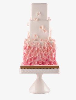 粉色渐变小清新婚礼樱花蛋糕素材