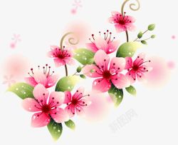 春天唯美粉色花朵装饰素材