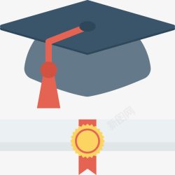 硕士帽和毕业证书图标素材
