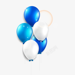 蓝白气球蓝白色质感气球高清图片