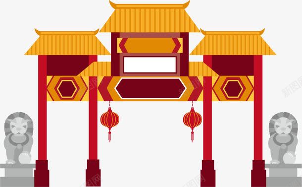 复古风格中国古建筑牌坊png免抠素材_88icon https://88icon.com 中国古典建筑 仿古建筑 复古风格中国古建筑设计 庙门 房子