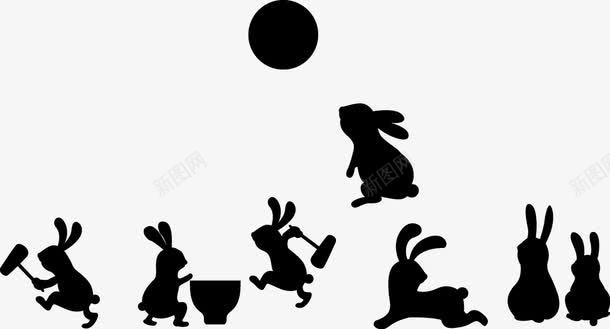 月兔png免抠素材_88icon https://88icon.com 兔子 兔子形状 剪影 月亮 月兔 酷兔 锤子